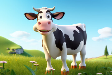 3d rendered illustration of a toon cow