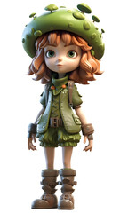 3D Cartoon gaming girl character transparent background 74