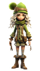 3D Cartoon gaming girl character transparent background 72