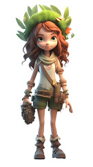 3D Cartoon gaming girl character transparent background 68