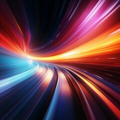 AI generated illustration of a vibrant tunnel of light radiating in a colorful spectrum