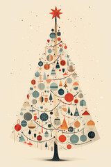 abstract christmas tree made up of ornaments card