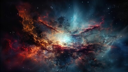 Naklejka premium a colorful starfield in space with a blue nebula behind