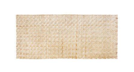 Weaving mat in rectangle shape patterns top view isolated on white background , clipping path