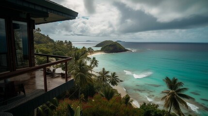 AI generated illustration of an idyllic view of the ocean on an unspoiled beach on a sunny day