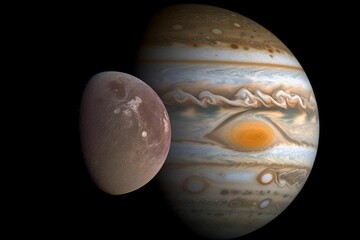 AI generated illustration of Jupiter on a dark background - obrazy, fototapety, plakaty
