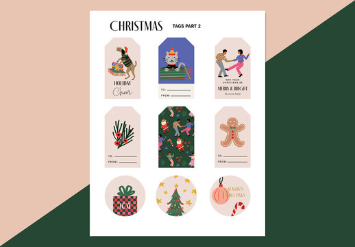 Holiday Stickers and Labels Layout Sheet Design