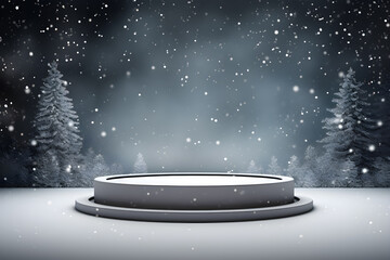 Winter podium display for product 