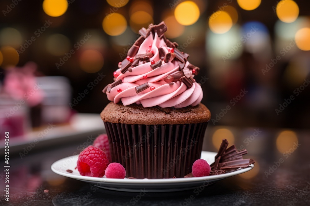 Poster appetizing cake. background with selective focus and copy space
