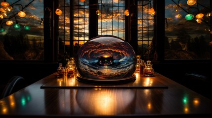 Captivating Glass Dome Sitting on Desktop - obrazy, fototapety, plakaty