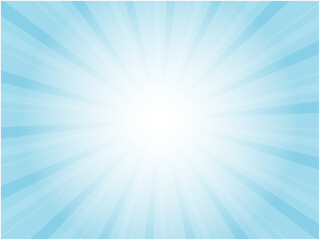 うっすらと静かに光り輝く太陽光線イメージの集中線背景_ライトブルー