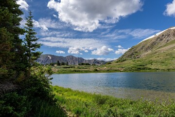 Scenic view of Loveland Pass at a lake in Colorado