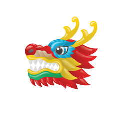 Illustration of Chinese colorful dragon head