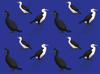 Bird Shag Cormorant Cartoon Cute Seamless Wallpaper Background