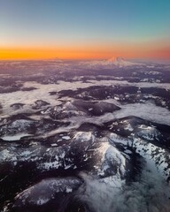 View of the gorgeous Washington state Mount Rainer at the early morning sunrise