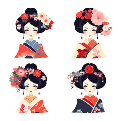 舞妓さんのイラストセット