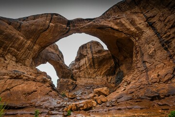 Rocky landscape with a variety of arches and rocks scattered throughout
