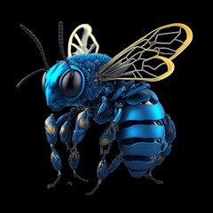 AI generated illustration of a blue fly on an isolated background