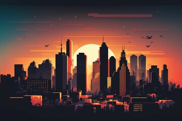 AI generated illustration of the night cityscape