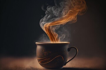 AI generated illustration of a cup of hot coffee