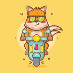 cool fox animal character mascot riding scooter motorcycle isolated cartoon in flat style design