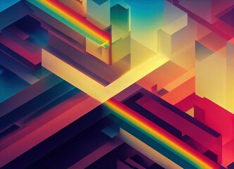 Naklejka premium AI generated illustration of colorful technical background with abstract geometric shapes