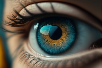 Fototapeta na wymiar AI generated illustration of a blue human eye
