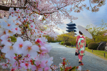 Kyoto, Japan - March 31 2023: Toji Temple founded at the beginning of the Heian Period after the...
