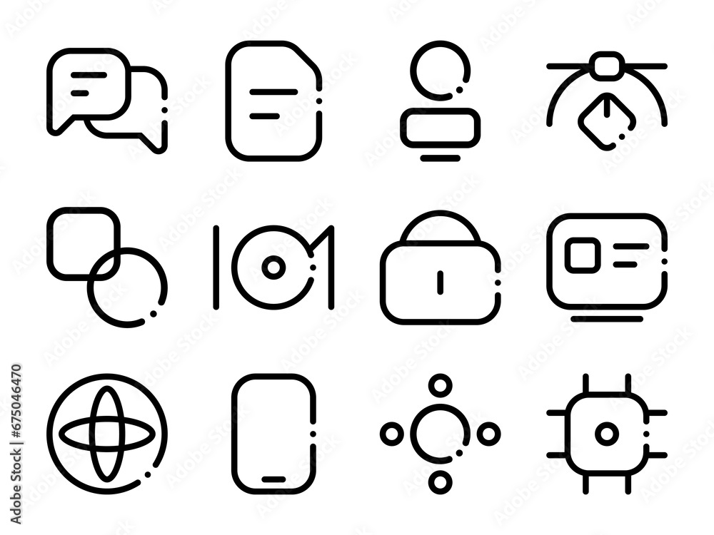 Poster user interface icon pack in broken line style. perfect for websites, landing pages, mobile apps, pre
