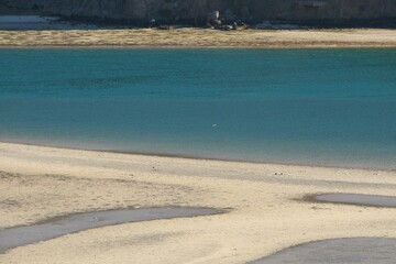 Scenic view of Balandra Beach during low tide. La Paz, Mexico.