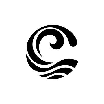 Vector of a minimalistic black wave letter of "c'' logo