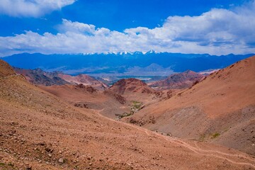 Fototapeta na wymiar Stunning aerial view of a mountain range in the desert