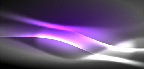Fototapeta premium Neon-lit waves surge across background, mesmerizing dance of luminescence and motion. Dynamic backdrop captures essence of energy and modern aesthetics
