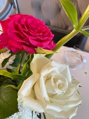 wedding rings and roses