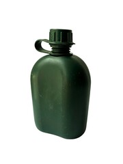 Military drinking water bottle for battle on the White Blackground.
