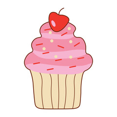 Sweet cupcakes illustration. Cupcake and pastry illustration with flat style. Vector illustration.