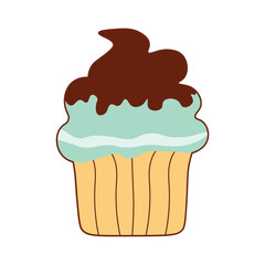 Sweet cupcakes illustration. Cupcake and pastry illustration with flat style. Vector illustration.