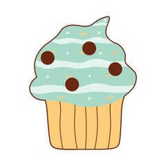 Sweet cupcakes illustration. Cupcake and pastry illustration with flat style. Vector illustration.