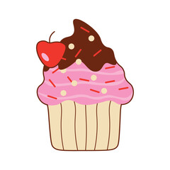 Sweet cupcakes illustration. Cupcake and pastry illustration with flat style. Vector illustration.