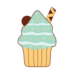 Sweet cupcakes illustration. Cupcake and pastry illustration with flat style. Vector illustration.