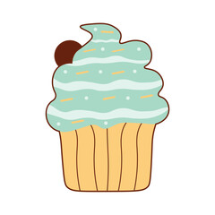 Sweet cupcakes illustration. Cupcake and pastry illustration with flat style. Vector illustration.