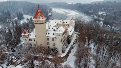 Aerial view of the stunning Konopiste Castle in the Czech Republic