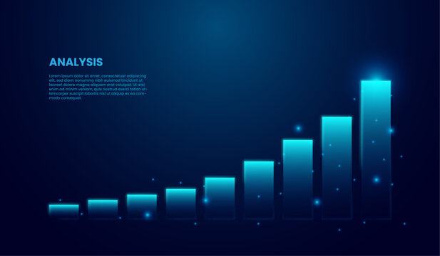 Growing graph chart on blue background. vector illustration. Abstract stock market investment trading concept. Business finance investment graph growth.