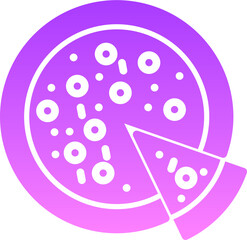 Digital illustration of a simple pizza symbol design on a white background