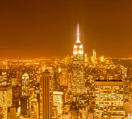 Fototapeta premium View of New York Manhattan during sunset hours