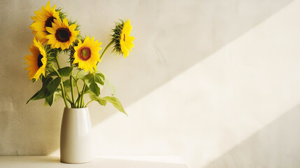 Sunny Elegance: Sunflowers in a White Vase