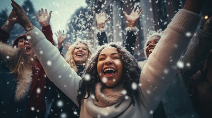 Obraz premium Best friends enjoying to celebrating Christmas and new year season.