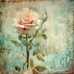 Floral Vintage Digital Paper Antique Textures Ephemera Scrapbook Paper