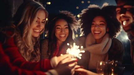 Obraz na płótnie Canvas Best friends enjoying to celebrating Christmas and new year season.