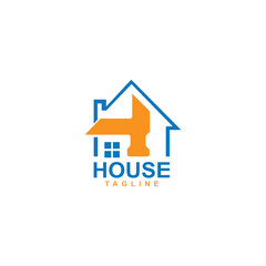 Home repair logo. House service center. Business. Real estate repair. Modern. Repair shop. Creative. Hamer. Premium. Building